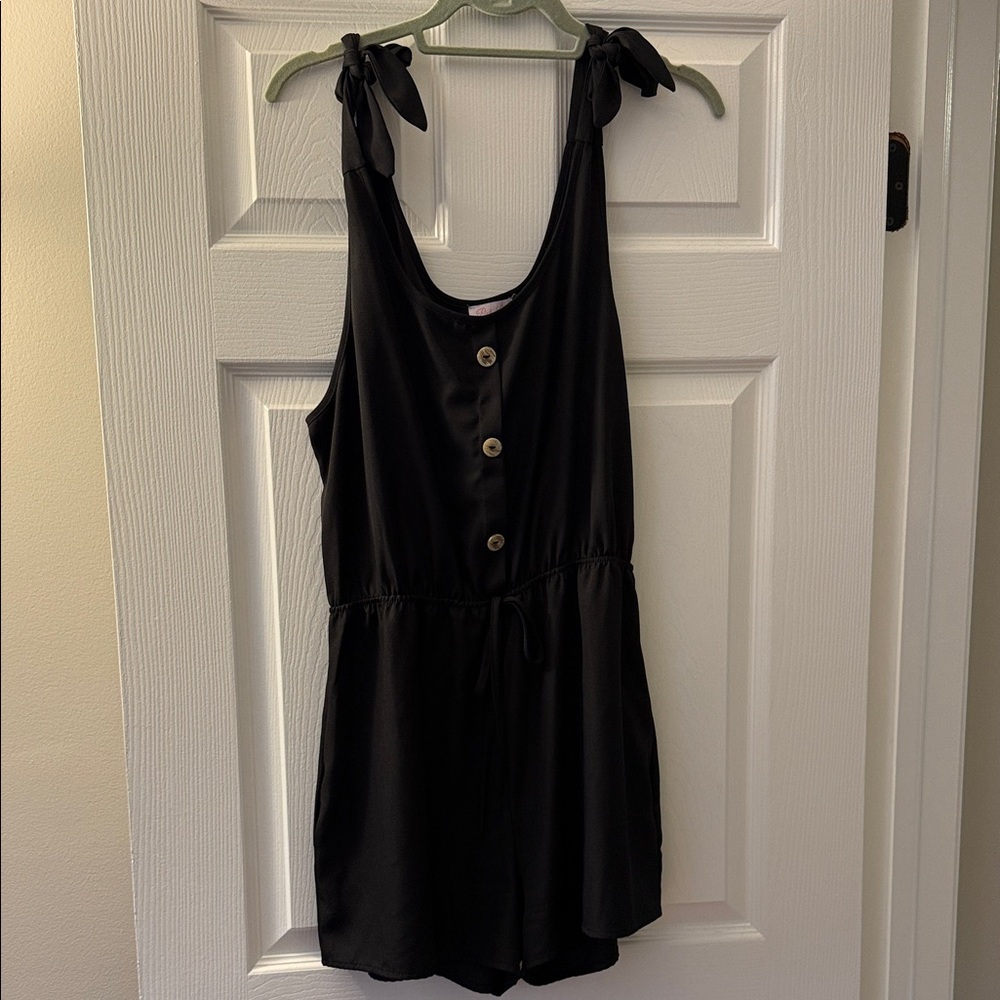 Black Romper - tie shoulders